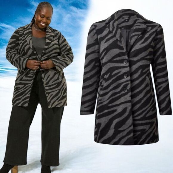 Torrid Gray Black Tiger Wave Jacquard Blazer Style Coat Size 2 2XL NWT - Picture 1 of 14